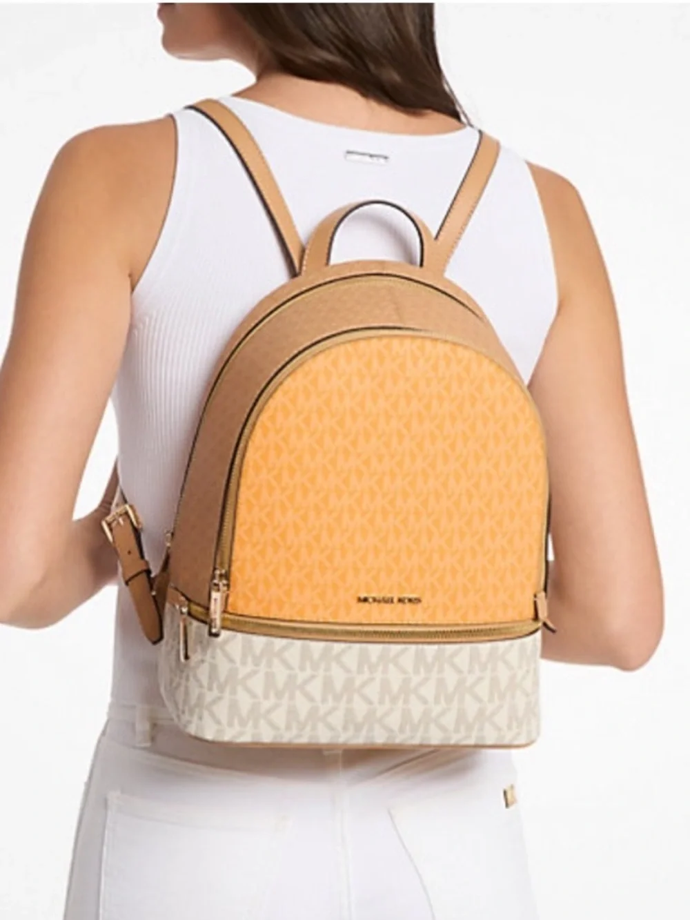 Michael Kors Rhea Medium Color-Block Signature Logo Backpack and Wallet Set